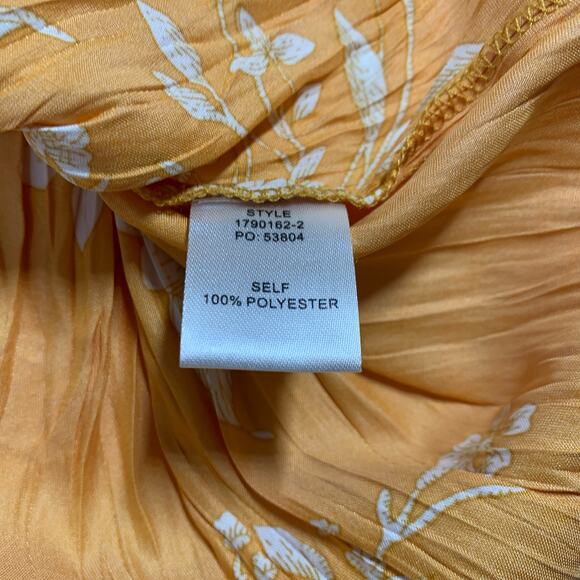 Current Air S Anthropologie Ruffled Sleeve Yellow Floral Midi Dress Silky - Picture 8 of 8